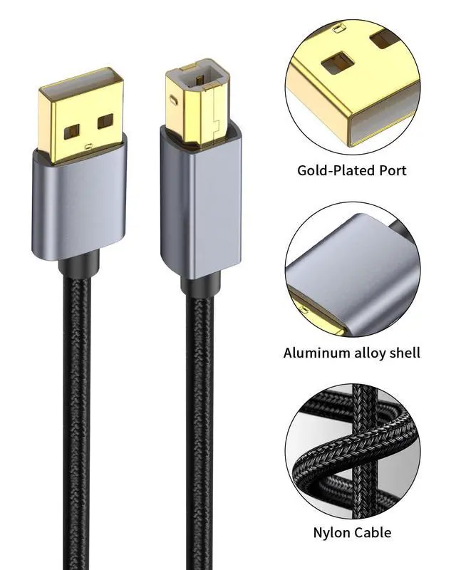 Alt view image 5 of 7 - USB 2.0 to USB B Printer Cable 1ft, USB B Male to USB 2.0 Male Cable Suitable for DJ Controller, Printer, Scanner, Fax Machine, Midi Keyboard, etc(2pack, 0.3m/1feet)
