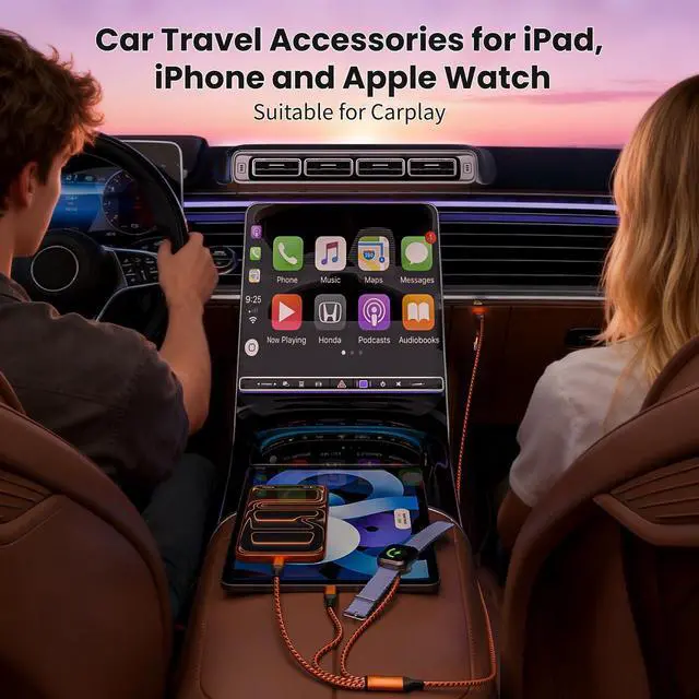 Alt view image 4 of 7 - Travel Charger for iWatch, 3 in 2 Multi Charging Cable/Cord with IP/USB C/iWatch Charger, Travel Chargers for Multiple Devices, Compatible with iWatch Series/iPhone 17-8/iPad/AirPods 5FT