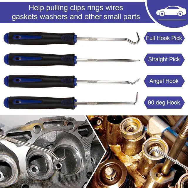 Alt view image 3 of 7 - 9PCS Auto Trim Removal Tool kit, Clip Pry Tools Kit No Scratch, Car Door Panel Fasteners Remover, Automotive Mini Precision Hooks for Auto Oil Seal O-Ring Seal Gasket (Blue)