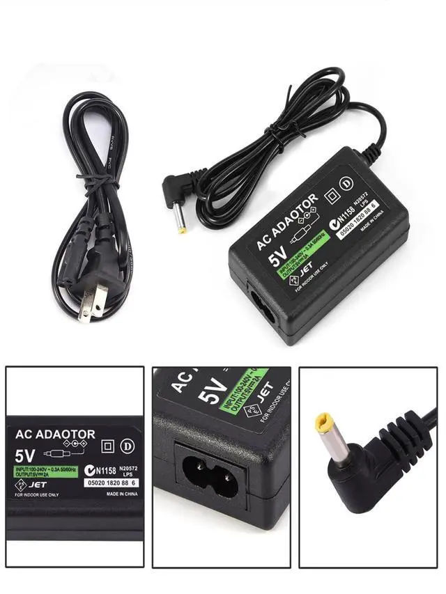 Alt view image 5 of 7 - Replacement PSP Charger AC Adapter 5V Compatible with Sony PSP 1000 PSP Slim & Lite 2000 3000 PSP-110 PSP-1001 Series PSP-1001, 2001, PlayStation 3001 E-1000 L-Shape Replacement Sony Power Cord