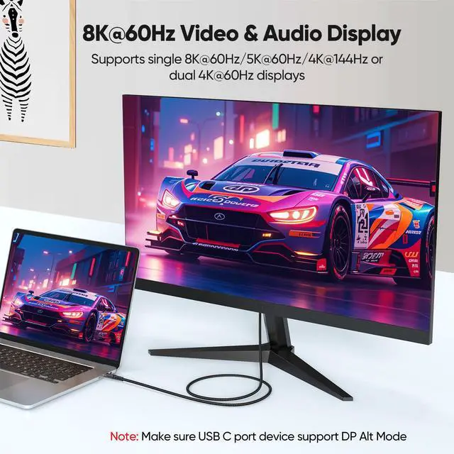Alt view image 2 of 7 - USB C Monitor Cable 3FT, 8K USB C 4 Video Cable with 8K@60Hz/4K@144Hz Dispaly, 40Gbps Data Transfer, 240W Fast Charging, USBC to Type C Cord for Monitor, Mini PC, Laptop, Phone, Portable SSD, Dock