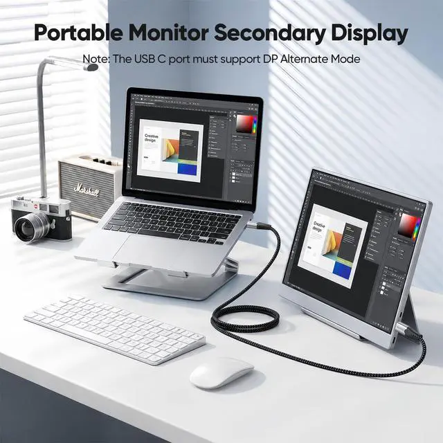 Alt view image 3 of 7 - USB C Monitor Cable 3FT, 8K USB C 4 Video Cable with 8K@60Hz/4K@144Hz Dispaly, 40Gbps Data Transfer, 240W Fast Charging, USBC to Type C Cord for Monitor, Mini PC, Laptop, Phone, Portable SSD, Dock