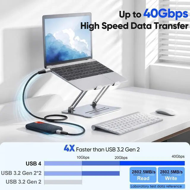 Alt view image 5 of 7 - USB C Monitor Cable 3FT, 8K USB C 4 Video Cable with 8K@60Hz/4K@144Hz Dispaly, 40Gbps Data Transfer, 240W Fast Charging, USBC to Type C Cord for Monitor, Mini PC, Laptop, Phone, Portable SSD, Dock