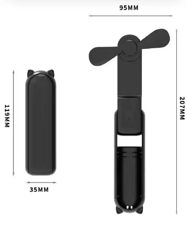 Alt view image 5 of 7 - Portable Mini Fan with Powerbank, 3-Speed USB Rechargeable, 25Hr Battery Life, Brown/Green