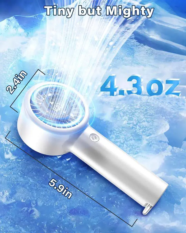 Alt view image 6 of 6 - Handheld Turbo Fan, High Speed Mini Portable Personal Fan Rechargeable, 5-Speed Cooling, LED Display Battery Operated with Carabiner, Ultra Lightweight for Travel Hot Flashes Women/Men