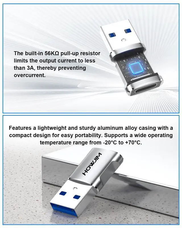 Alt view image 5 of 7 - USB to USB C Adapter 4 Pack, 3A Fast Charging 5Gbps Data Transfer,USB C Female to A Male Charger Converter for M-ac Book Pad Pro Phone 15/16/17 Ga-laxy Smartphone Laptop Tablet Type-C device Silver