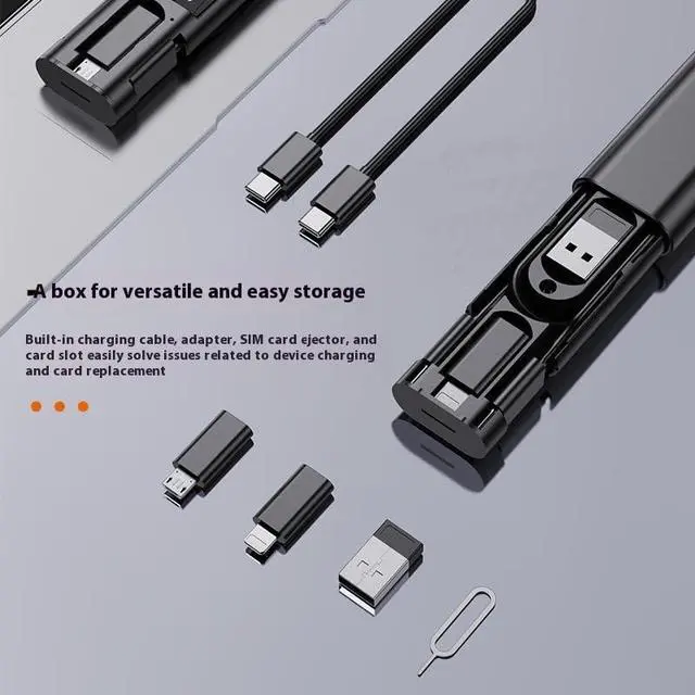 Alt view image 3 of 7 - Hidden Data Cable Storage Box with 60W Super Fast Charging Cable, Multifunctional Multiple adapters, Versatile Matching Type-C Interface/Portable Adapter Storage Box (White)