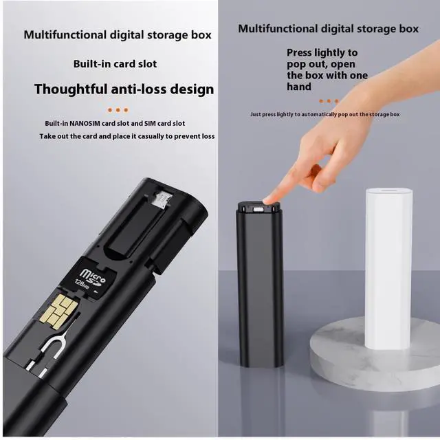Alt view image 5 of 7 - Hidden Data Cable Storage Box with 60W Super Fast Charging Cable, Multifunctional Multiple adapters, Versatile Matching Type-C Interface/Portable Adapter Storage Box (White)