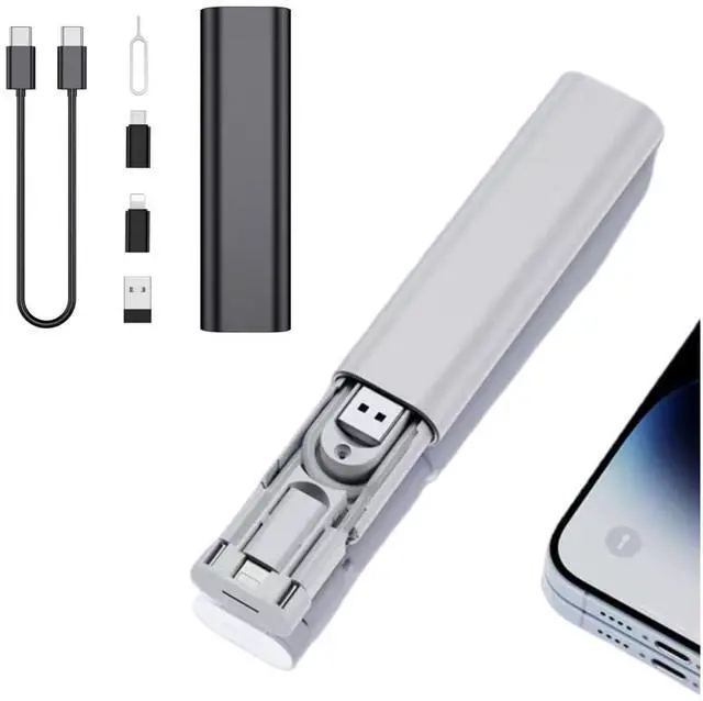 Main image of Hidden Data Cable Storage Box with 60W Super Fast Charging Cable, Multifunctional Multiple adapters, Versatile Matching Type-C Interface/Portable Adapter Storage Box (White)
