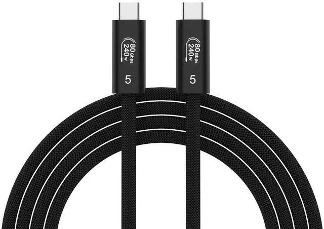 Main image of 80Gbps compatible for Thunderbolt 5 Cable, 3.3FT USB C to USB C Cable, Bandwidth up to 120Gbps,16K/Dual 8K display and 240W Charging, Compatible with Thunderbolt 5/4, MacBook Pro, iPhone17/16/15, SSD