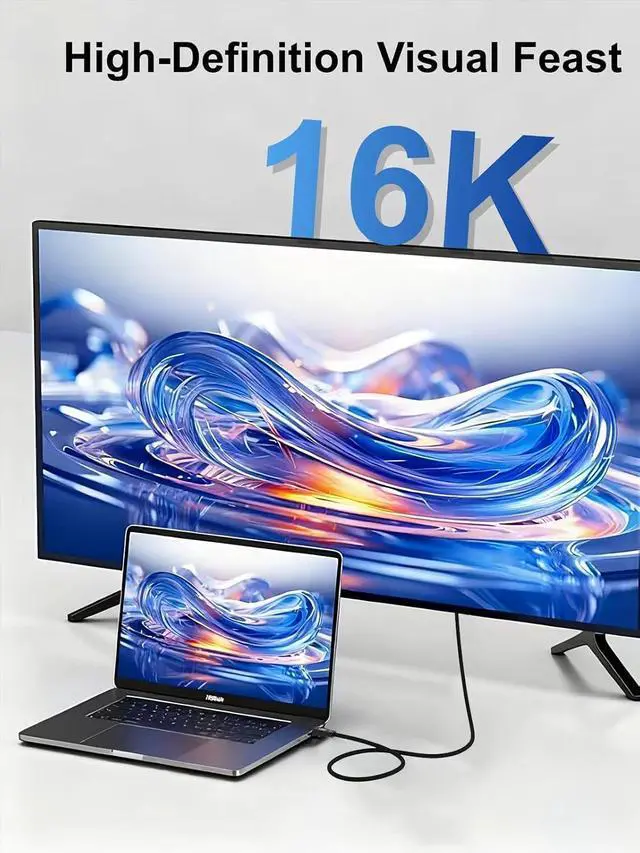 Alt view image 6 of 6 - 80Gbps compatible for Thunderbolt 5 Cable, 3.3FT USB C to USB C Cable, Bandwidth up to 120Gbps,16K/Dual 8K display and 240W Charging, Compatible with Thunderbolt 5/4, MacBook Pro, iPhone17/16/15, SSD