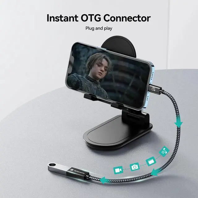 Alt view image 3 of 7 - USB-C Male to USB-A Female Adapter Cable OTG - 10Gbps for Phone, Laptop, Tablet & Switch - 1m/3.3ft