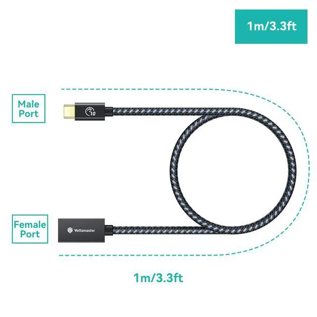 Alt view image 7 of 7 - USB-C Male to USB-A Female Adapter Cable OTG - 10Gbps for Phone, Laptop, Tablet & Switch - 1m/3.3ft