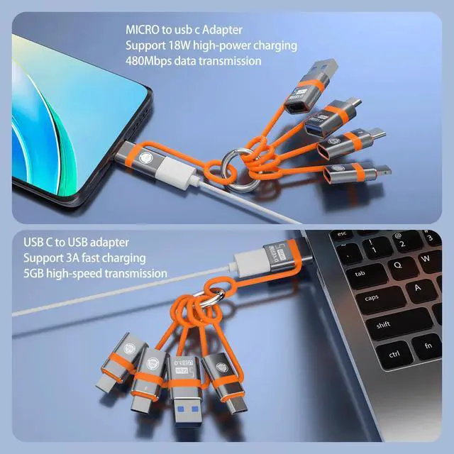 Alt view image 4 of 7 - USB to USB-C adapter, USB-C to USB adapter, USB-C to Micro converter, IP to Type-C adapter, and Type-C to IP adapter (5 pieces in total), supporting OTG USB3.0 fast charging and data transmission