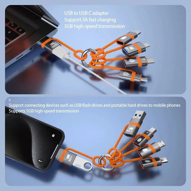 Alt view image 5 of 7 - USB to USB-C adapter, USB-C to USB adapter, USB-C to Micro converter, IP to Type-C adapter, and Type-C to IP adapter (5 pieces in total), supporting OTG USB3.0 fast charging and data transmission