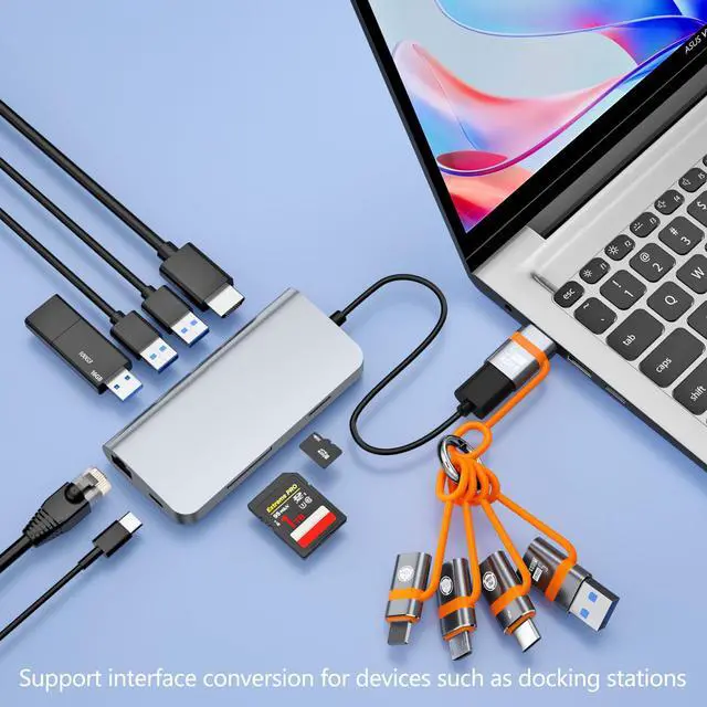 Alt view image 6 of 7 - USB to USB-C adapter, USB-C to USB adapter, USB-C to Micro converter, IP to Type-C adapter, and Type-C to IP adapter (5 pieces in total), supporting OTG USB3.0 fast charging and data transmission