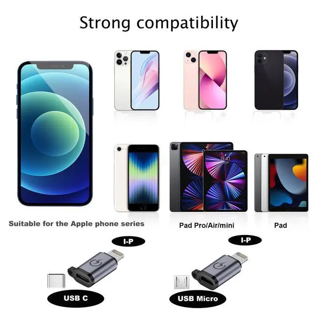 Alt view image 2 of 5 - USB C to Micro Adapter, USB C to IP Adapter, Micro to USB C Adapter, USB C to USB Adapter,USB to USB C Adapter,USB C to USB B Adapter,9 Stück.