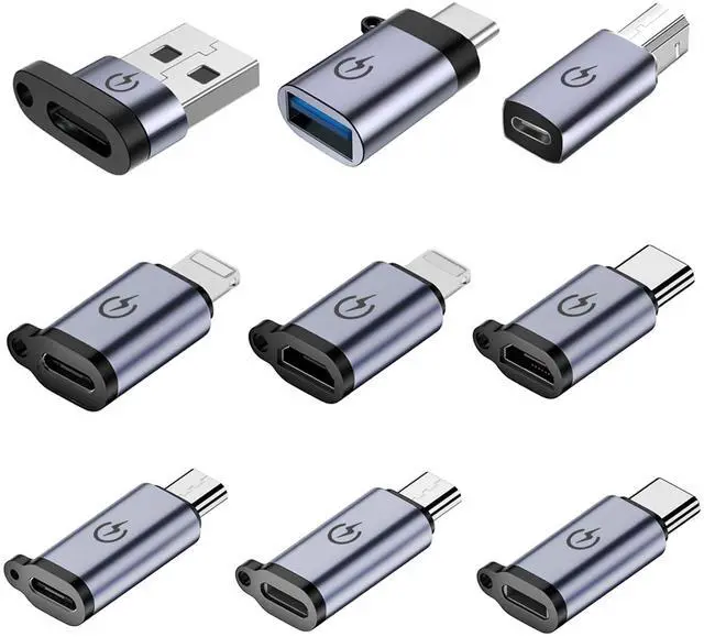 Main image of USB C to Micro Adapter, USB C to IP Adapter, Micro to USB C Adapter, USB C to USB Adapter,USB to USB C Adapter,USB C to USB B Adapter,9 Stück.