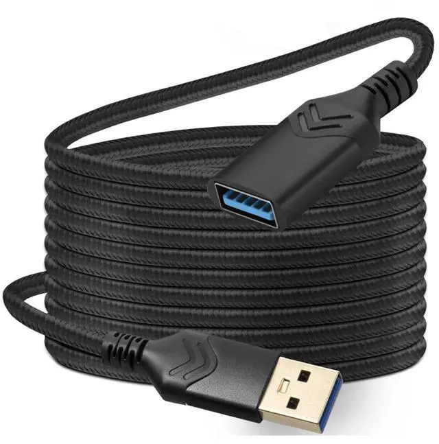 Main image of USB 3.0 Extension Cable, 15FT High Speed Extension Cable USB A Male to Female Extension Cord for Playstation/Xbox/Flash Drive/Card Reader/Hard Drive/Keyboard/Printer/Scanner (Black, 1Pack 15FT)