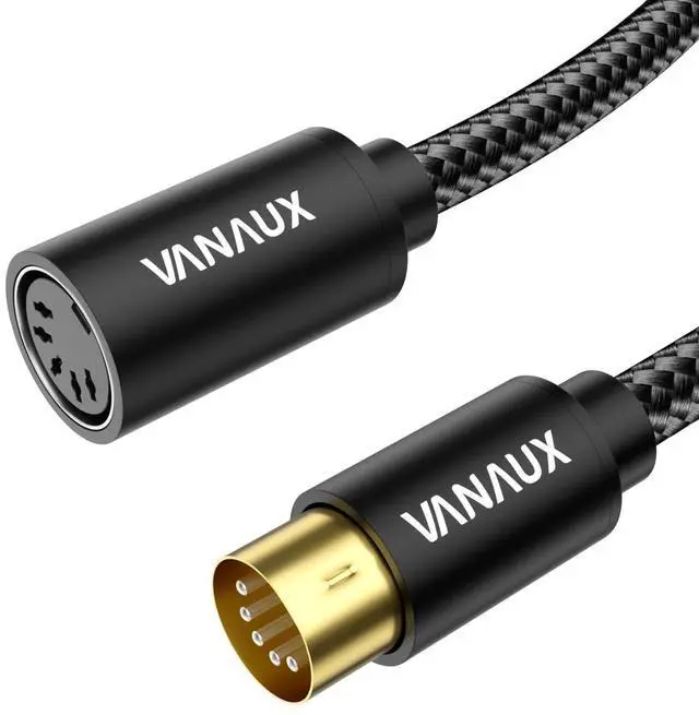 Main image of MIDI Extension Cable Male to Female 5-Pin MIDI Cable Compatible with MIDI Keyboard, Keyboard Synth, Rack Synth, Sampler, External Sound Card, Sound Source and More-Black (6FT/1.8M)