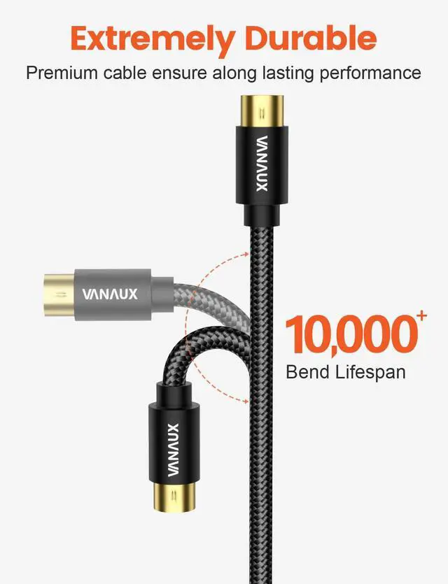 Alt view image 4 of 7 - MIDI Extension Cable Male to Female 5-Pin MIDI Cable Compatible with MIDI Keyboard, Keyboard Synth, Rack Synth, Sampler, External Sound Card, Sound Source and More-Black (6FT/1.8M)