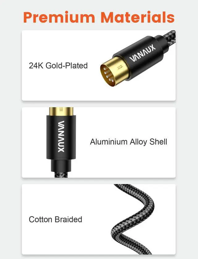 Alt view image 5 of 7 - MIDI Extension Cable Male to Female 5-Pin MIDI Cable Compatible with MIDI Keyboard, Keyboard Synth, Rack Synth, Sampler, External Sound Card, Sound Source and More-Black (6FT/1.8M)