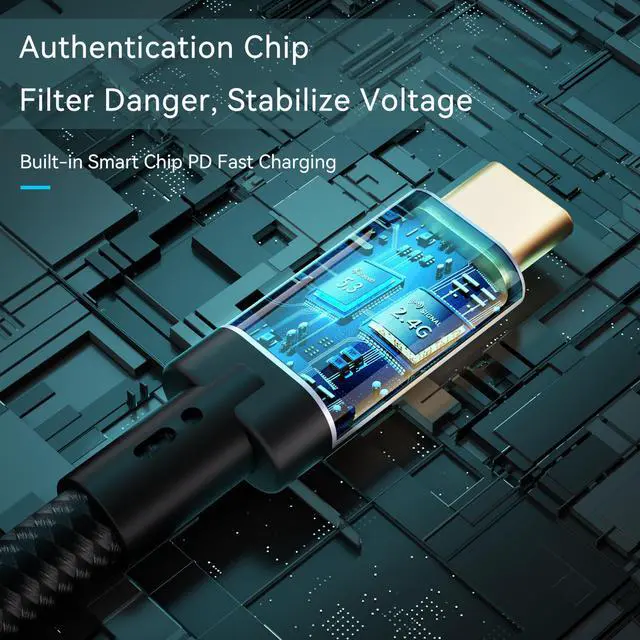 Alt view image 2 of 5 - USB C Cable, USB4 Cable 240W Fast Charging, 40Gbps Data Transfer, 8K Video, Thunderbolt 4/3 Compatible, USB-C for iPhone 16, iPad, MacBook, Galaxy, Tablets & Laptops (3.3Ft)