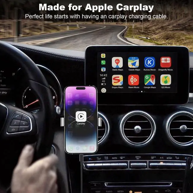 Alt view image 2 of 7 - Car Carplay Cable, 6FT USB A to Lightning Cable Compatible for iPhone 14 13 12 11 Pro Max XR XS X 8 7 6 Plus SE iPad Charger Car Charging Cord (Black)