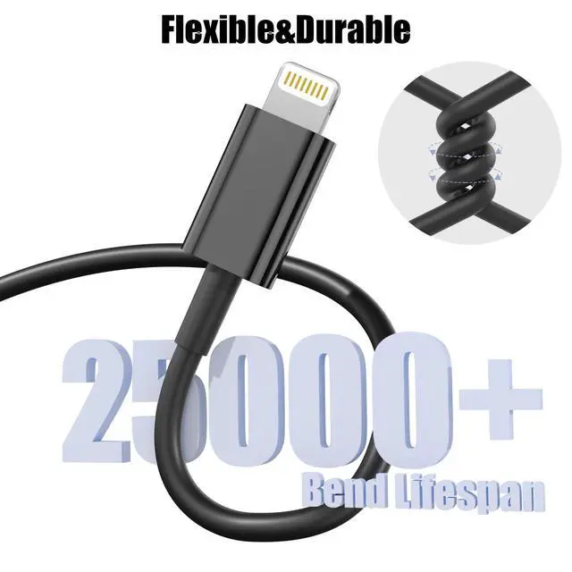 Alt view image 5 of 7 - Car Carplay Cable, 6FT USB A to Lightning Cable Compatible for iPhone 14 13 12 11 Pro Max XR XS X 8 7 6 Plus SE iPad Charger Car Charging Cord (Black)