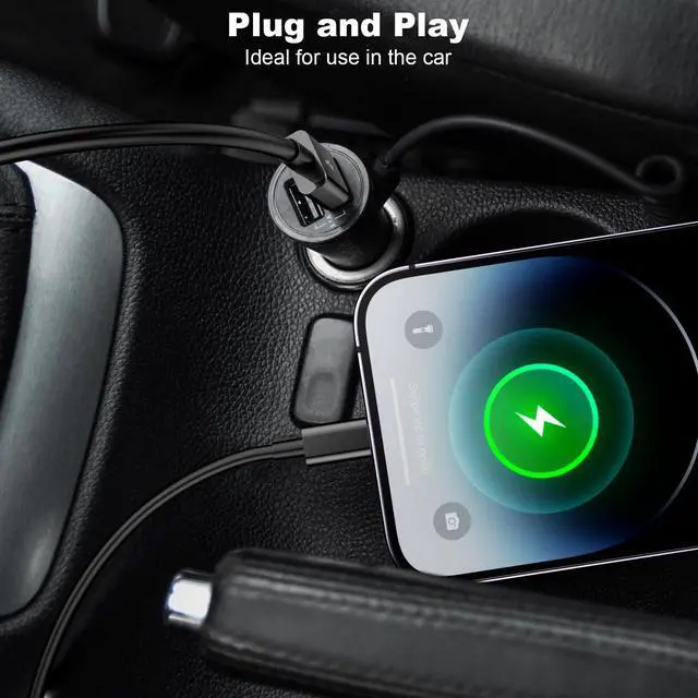Alt view image 4 of 7 - Car Carplay Cable, 6FT USB A to Lightning Cable Compatible for iPhone 14 13 12 11 Pro Max XR XS X 8 7 6 Plus SE iPad Charger Car Charging Cord (Black)