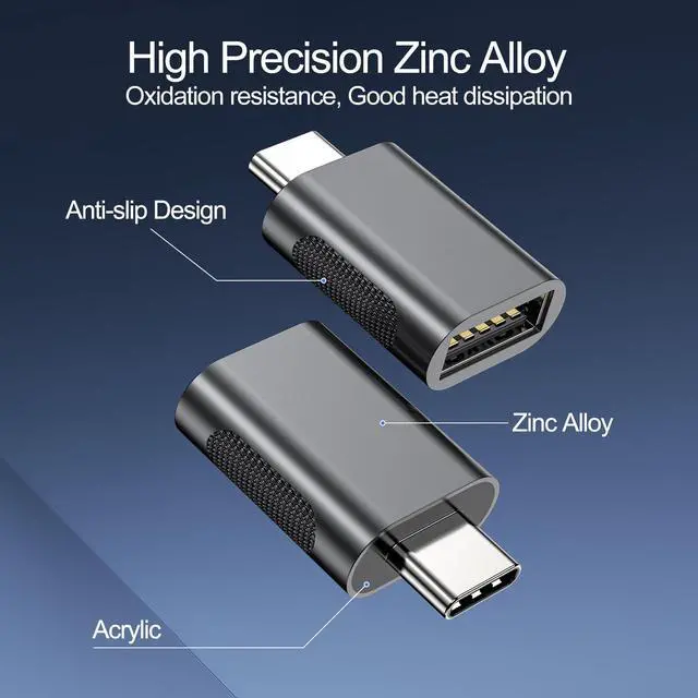 Alt view image 2 of 7 - USB C Adapter, USBC Male to A Female 3.2 Connector, OTG Adapter Type C Converter USB High Speed Data Transfer for MacBook, Ipad, iPhone, Samsung Galaxy and More Type C Devices (2 Pack)
