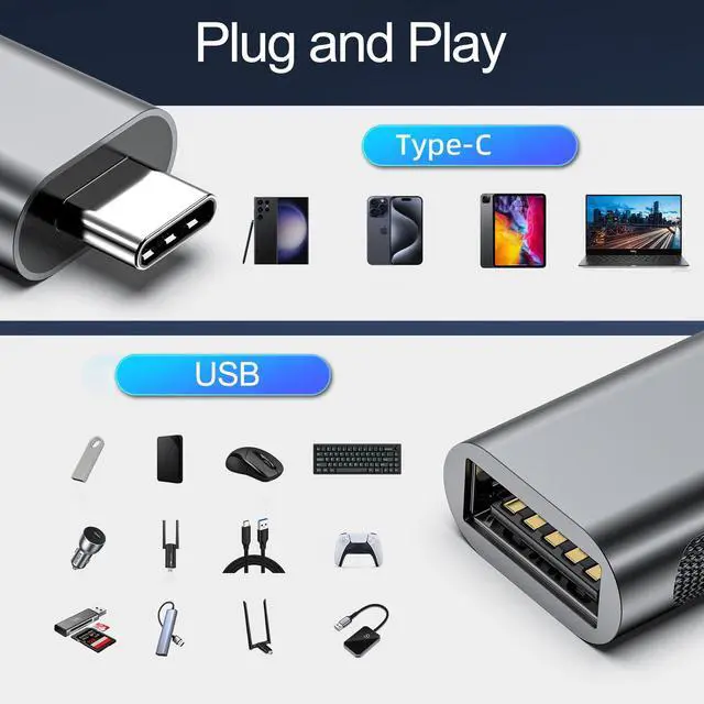 Alt view image 4 of 7 - USB C Adapter, USBC Male to A Female 3.2 Connector, OTG Adapter Type C Converter USB High Speed Data Transfer for MacBook, Ipad, iPhone, Samsung Galaxy and More Type C Devices (2 Pack)