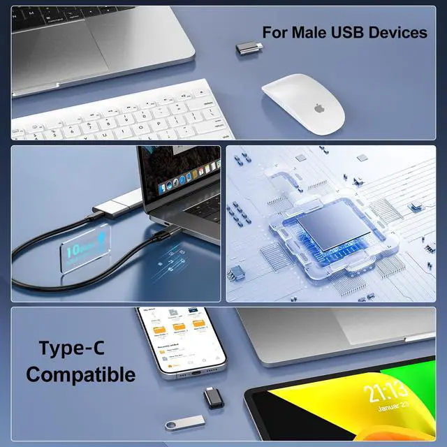 Alt view image 6 of 7 - USB C Adapter, USBC Male to A Female 3.2 Connector, OTG Adapter Type C Converter USB High Speed Data Transfer for MacBook, Ipad, iPhone, Samsung Galaxy and More Type C Devices (2 Pack)