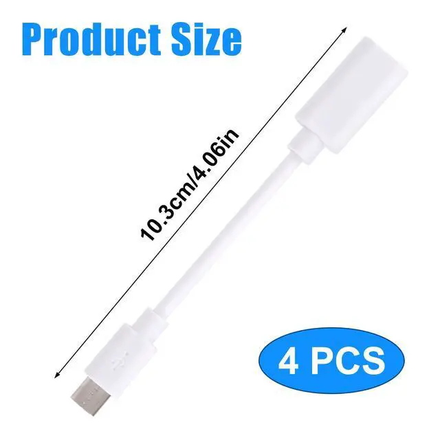 Alt view image 2 of 7 - 4pcs USB-C to Micro USB Adapter Cable for Eufy Outdoor Camera & Solar Panel, 10.3cm/4.06in Type-C to Micro USB Converter Power Charging Cable for Eufy Accessories