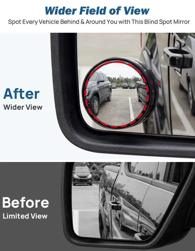 Alt view image 2 of 7 - Blind Spot Mirror 2 Pack HD Frame Convex Glass for Wide Angle View and Safer Lane Changing Compatible with Cars SUVs Trucks RVs Easy Stick On & Long Lasting Durability