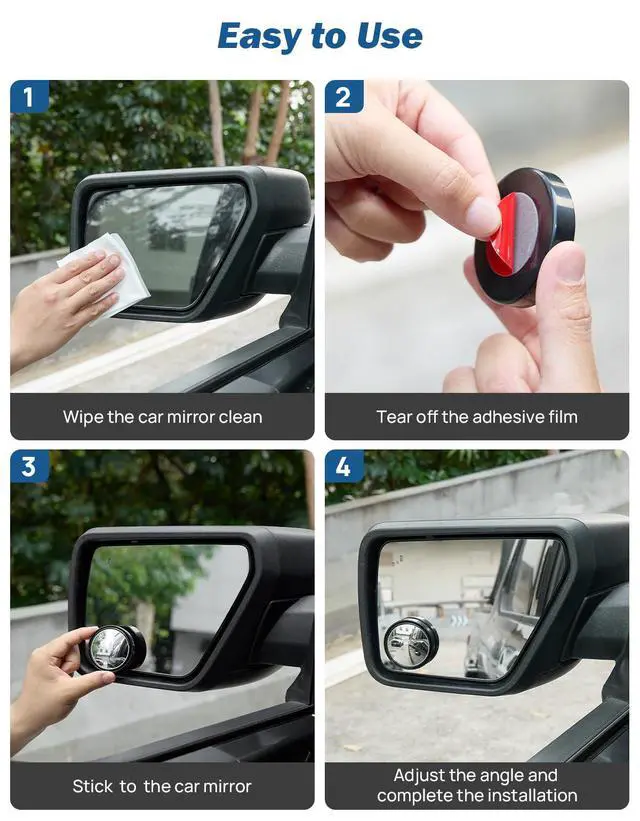 Alt view image 5 of 7 - Blind Spot Mirror 2 Pack HD Frame Convex Glass for Wide Angle View and Safer Lane Changing Compatible with Cars SUVs Trucks RVs Easy Stick On & Long Lasting Durability