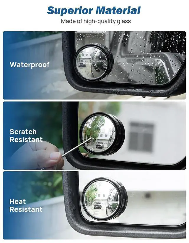 Alt view image 6 of 7 - Blind Spot Mirror 2 Pack HD Frame Convex Glass for Wide Angle View and Safer Lane Changing Compatible with Cars SUVs Trucks RVs Easy Stick On & Long Lasting Durability