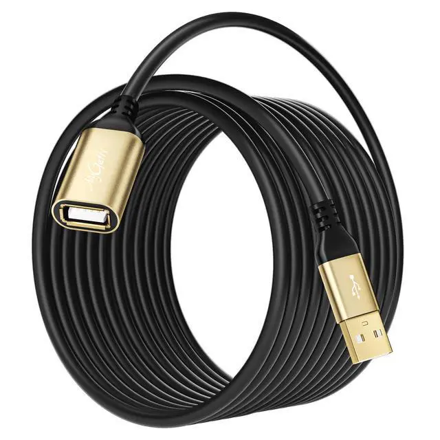 Main image of USB Extension Cable 15FT, Extra Long USB 2.0 Type A Male to Female Extender Cord Adapter with Gold-Plated Connectors, Compatible with Keyboard, Mouse, Flash Drive, Hard Drive, Controller, Printer