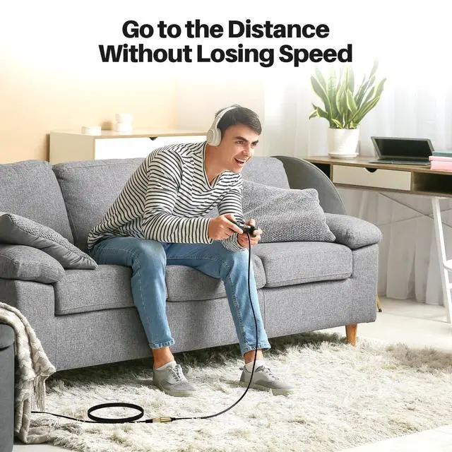 Alt view image 4 of 6 - USB Extension Cable 15FT, Extra Long USB 2.0 Type A Male to Female Extender Cord Adapter with Gold-Plated Connectors, Compatible with Keyboard, Mouse, Flash Drive, Hard Drive, Controller, Printer