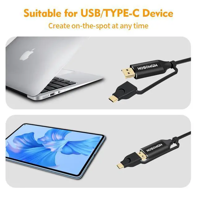 Alt view image 5 of 7 - USB Guitar Cable, Dual USB-C and USB-A Connectors, 16-bit/48kHz High-Fidelity Audio Adapter for Electric Guitar/Bass, Compatible with GarageBand, Audacity, and MacBook, 10 Feet