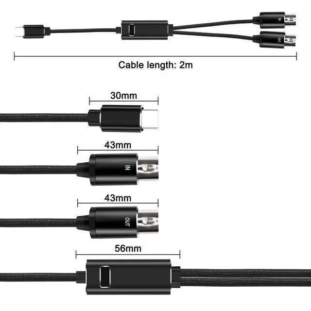 Alt view image 2 of 7 - MIDI to USB C Type-C Interface Cable Adapter 5 Pin MIDI to Type-C Input&Output Adapter Cord Converter for Piano Keyboard to PC Mac Laptop with LED Indicator -2M/6.5FT