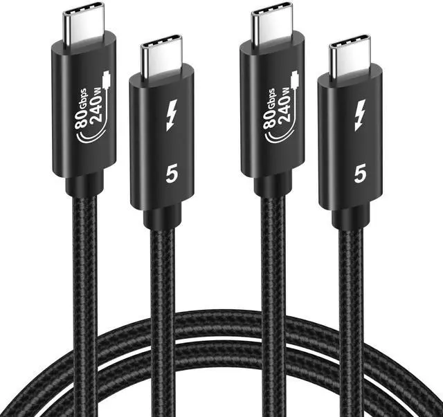 Main image of Thunderbolt 5 Cable, 3.3ft USB C to USB-C 80Gbps Data Transfer 240W PD3.1 Fast Charging 120Gbps Bandwidth 8K Display for TB4/3 USB4 Dock MacBook M4 iPhone 17 Pro Max iPad eGPU SSD, 2Pack