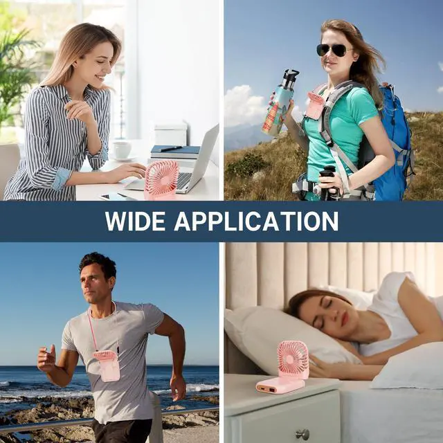 Alt view image 6 of 6 - Portable Handheld Fan Outdoor Power Bank Mini Fan 3000mAh USB Phone Holder, Handheld Pink Lovely Rechargeable
