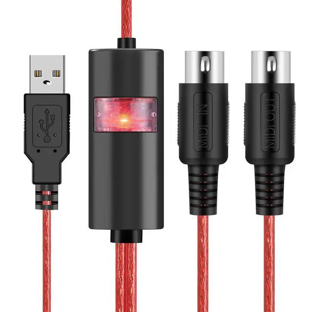 Alt view image 6 of 7 - USB Cable Interface Converter, USB-A to 5 Pin MIDI in/Out Adapter Cord for Keyboard Synthesizer Electronic Drum to PC Mac Laptop iPad iPhone, Plug and Play, 6 FT, Red