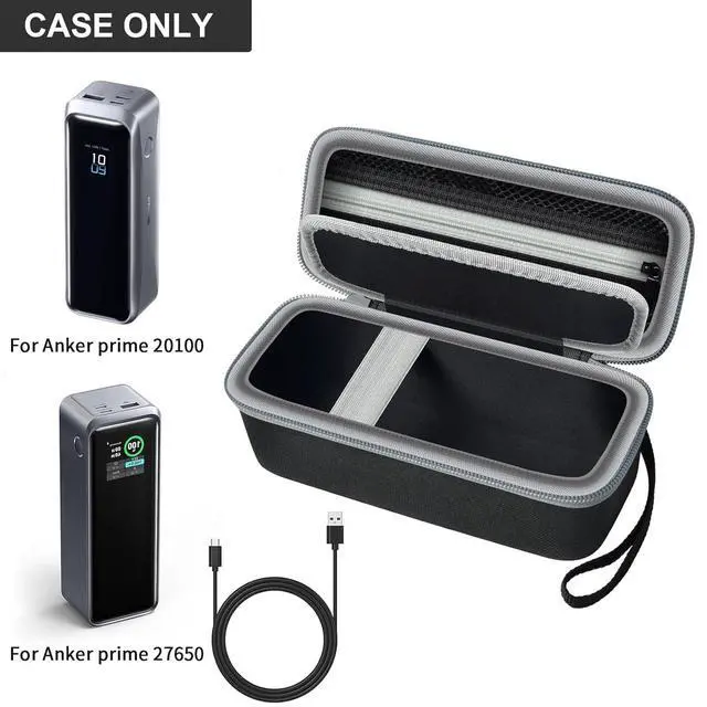 Alt view image 2 of 7 - Case Compatible with Anker Prime Power Bank 27,650mAh 250W &20,100mAh 220W 3-Port Portable Charger, Battery Charging Station Carrying Travel Storage Holder for USB-C Chargers (Box Only)