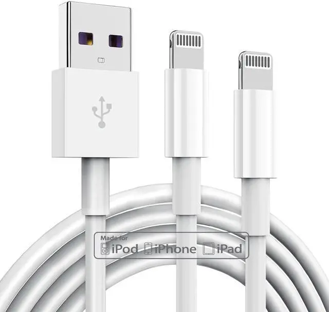 Main image of 2 Pack Apple MFi Certified iPhone Charger Cable 10 Ft, Lightning to USB Cord Foot, 2.4A Fast Charging,Apple Phone Long Chargers for 13/12/11/11Pro/11Max/ X/XS/XR/XS Max/8/7/6, White (C36W7)