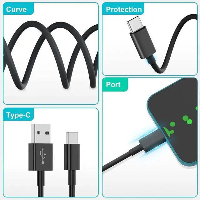 Alt view image 2 of 6 - 10ft 2pack CarPlay Cable, USB A to USB C Cable Compatible with iPhone 17/16/16E/15, 17E/17/16/15 Pro Max, 16/15 Plus, 17Air, AirPods 4/AirPods Pro 2nd/3rd Gen, Max 2 Long Charging Cord (Black)