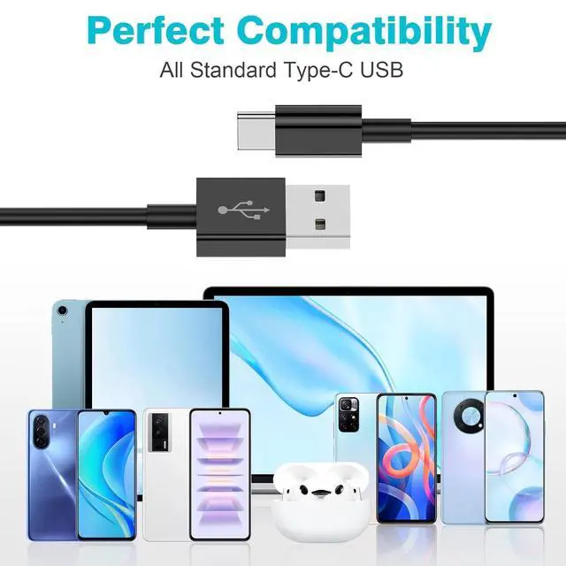 Alt view image 4 of 6 - 10ft 2pack CarPlay Cable, USB A to USB C Cable Compatible with iPhone 17/16/16E/15, 17E/17/16/15 Pro Max, 16/15 Plus, 17Air, AirPods 4/AirPods Pro 2nd/3rd Gen, Max 2 Long Charging Cord (Black)