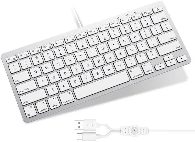 Main image of Wired Keyboard for Mac Users, 1 Cable with 2 Independent USB-C & USB-A Connectors, 78-Key Compact Keyboard with Scissor-Key for MacBook Neo/Pro/Air 13-16, Mac mini/Pro, iMac, MacOS 11.3+