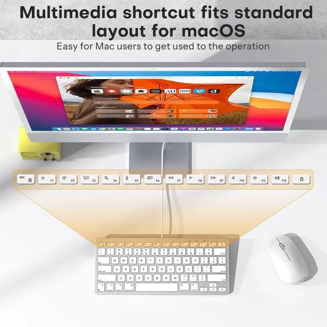 Alt view image 4 of 7 - Wired Keyboard for Mac Users, 1 Cable with 2 Independent USB-C & USB-A Connectors, 78-Key Compact Keyboard with Scissor-Key for MacBook Neo/Pro/Air 13-16, Mac mini/Pro, iMac, MacOS 11.3+